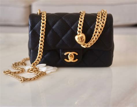 chanel black caviar mini rectangle